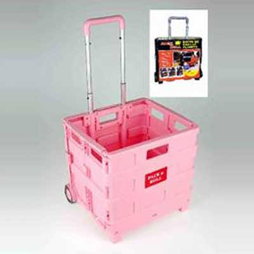 Rolling Cart - Pack-n-Roll Large - Collapsible & Folding (Pink)