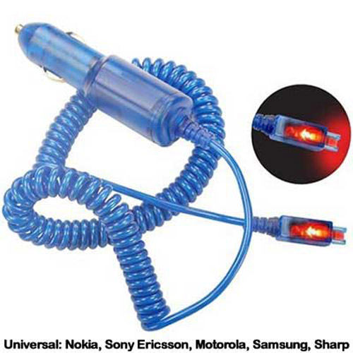Power Glow Car Charger - Nokia / Sony / Moto / Samsung / Sharp
