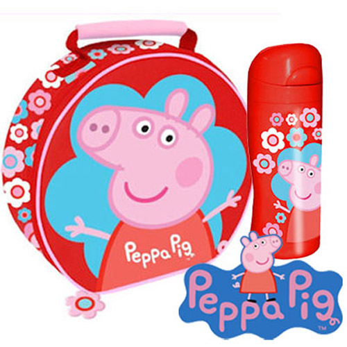 Peppa Pig Flower Pattern Round Lunch Bag & Bottle