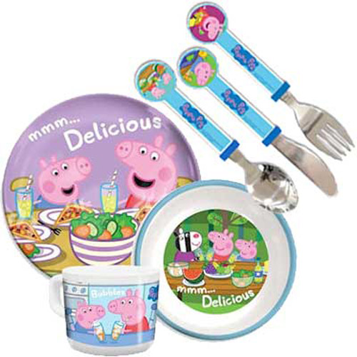 Peppa Pig Mug, Bowl, Plate and 3 Piece Cutlery Set