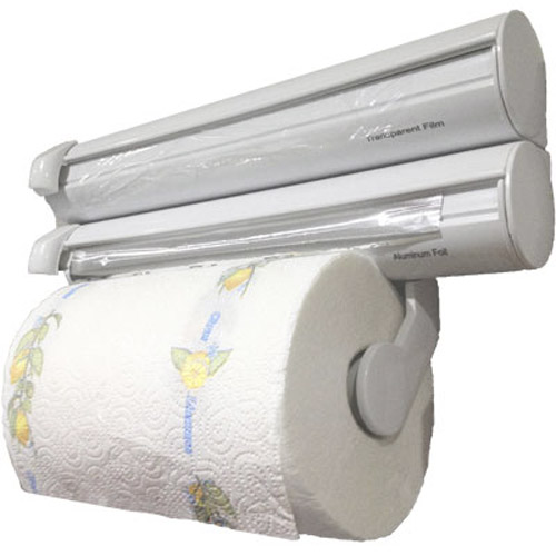 3 IN 1 Kitchen Roll Rack Towel Tin Foil Cling Film Dispenser Holder