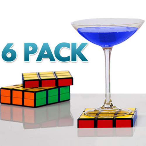 6 Pack Of Retro 80's Rubiks Cube Shaped Novelty Coasters