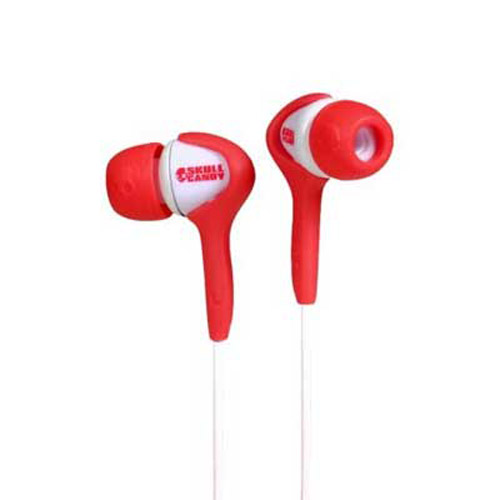 Earphone Buds on Skullcandy Smokin Buds Earphones  Red White Rubberized