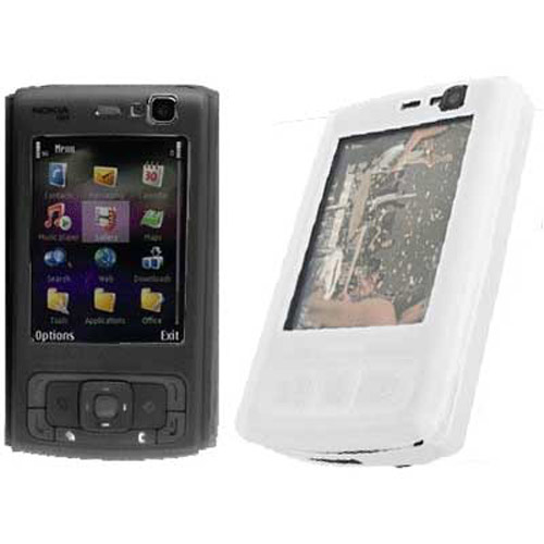 Silicone Skin Case for Nokia N95 8GB - Twin Pack - Black/White