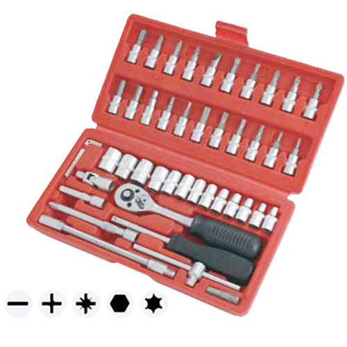 46 Pieces Steel 1/4 Inch Drive Sockets & Bit Set  + Storage Case