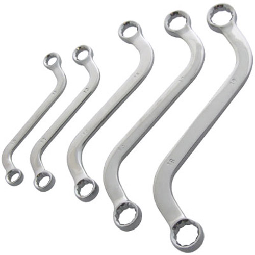 5 Pc S Shape Bi Hex Ring Spanner Set With Chrome Finish
