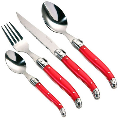 16 Piece Swiss Full Tang Design Cutlery Set - Red