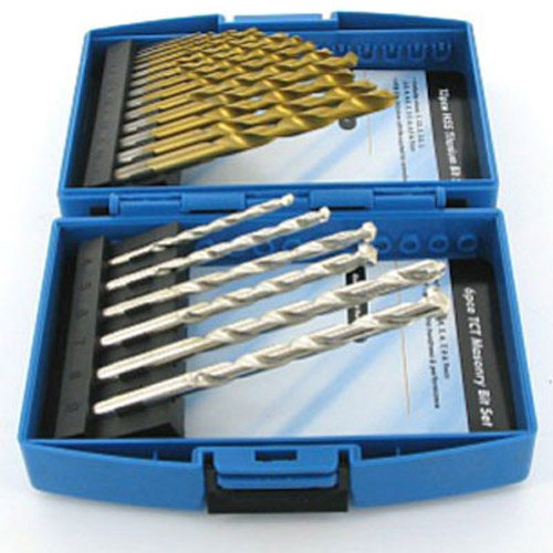 NEW 19 PC HSS TITANIUM & TCT MASONARY / MASONRY WOOD BRICK METAL DRILL