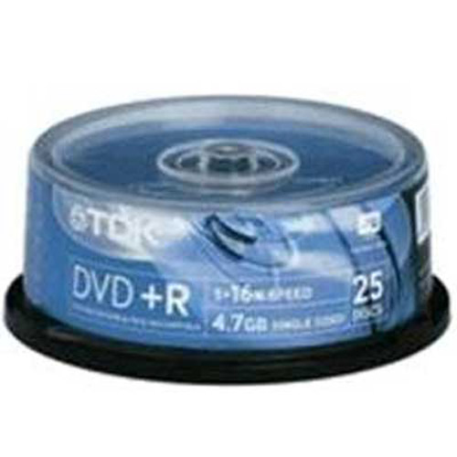TDK DVD+R 16X 25 Piece Cakebox