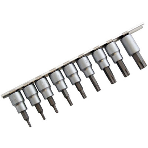10 Pc 3/8Inch Male Steel Torque Socket Bit Set  - T10 To T55