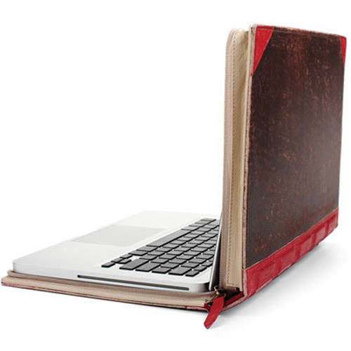Laptop Sleeve Macbook on Bookbook Hardback Leather Case For Macbook Pro 13    Red