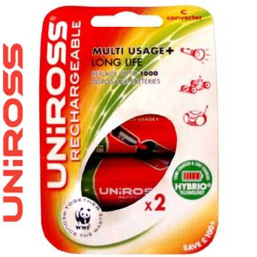 Uniross 2C Converters + 2AA Rechargeable Batteries - U0150484