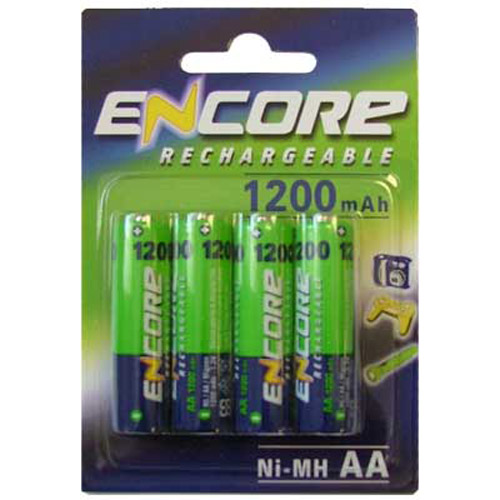 4 X ENCORE 1200 mAh AA Size NI-MH Rechargeable Batteries