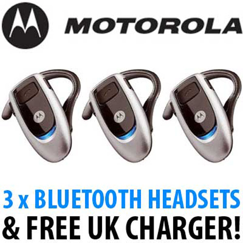 3 x Motorola H350 Bluetooth Headset and Charger - Untested
