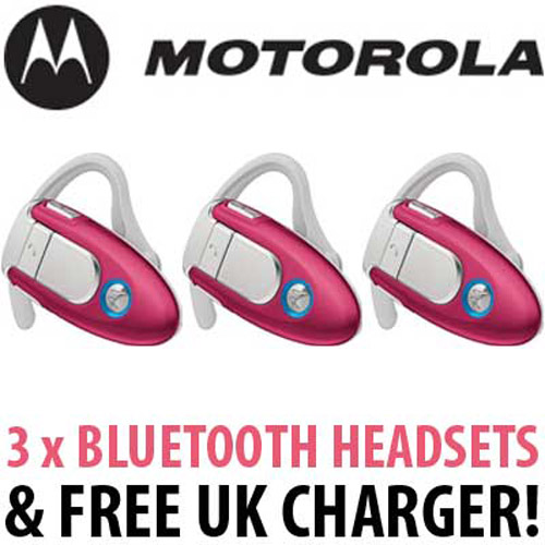 3 x Motorola H500 Bluetooth Headset and Charger - Untested