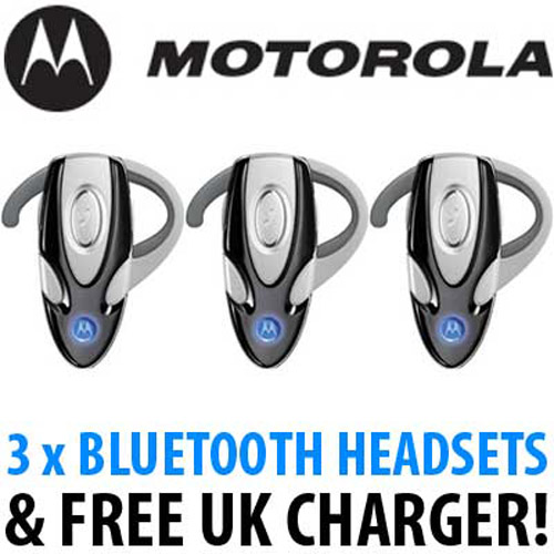 3 x Motorola HS820 Bluetooth Headset and Charger - Untested