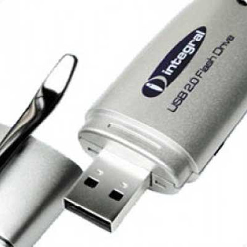 USB 2.0 Silver Flash Drive - 128MB