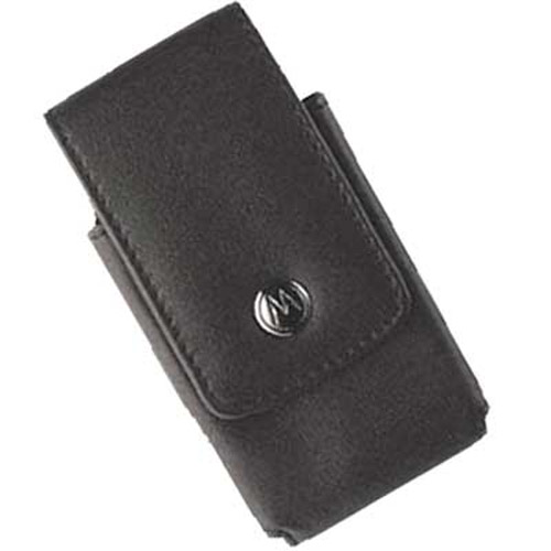 Original Motorola V3 Soft Leather Pouch with Belt Clip - Black
