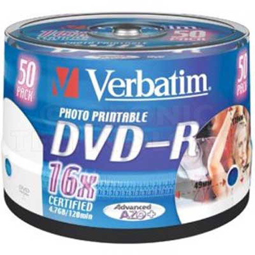 Verbatim 43533 DVD-R 16x 50pk Printable