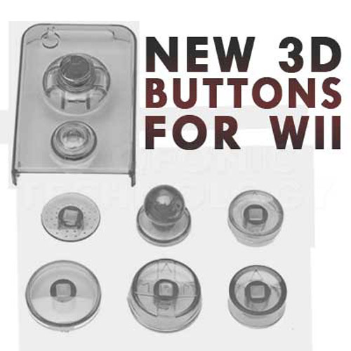 3D Crystal Buttons for Nintendo Wii Remote Nunchuk - Black