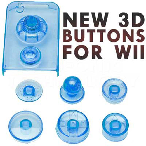 3D Crystal Buttons for Nintendo Wii Remote Nunchuk - Blue