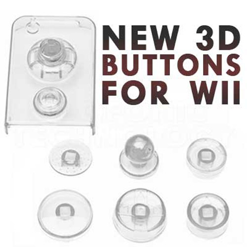 3D Crystal Buttons for Nintendo Wii Remote Nunchuk - Clear