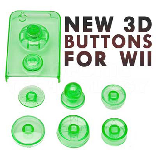 3D Crystal Buttons for Nintendo Wii Remote Nunchuk - Green