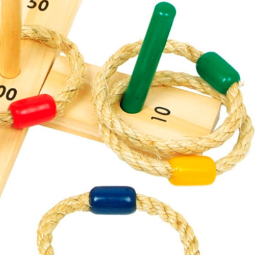 Wooden Toy Rope Throwing Hoop La Indoor & Outdoor Quoits Game Toy Set