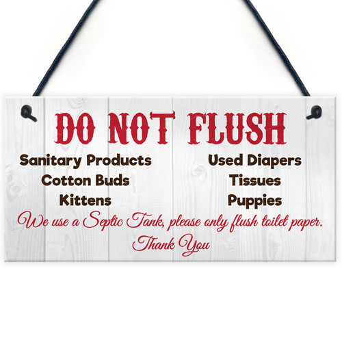 Do Not Flush Septic Tank Hanging Plaque Bathroom Wall Door Toilet Do Not Flush Septic Tank Hanging Plaque Bathroom Toilet Sign