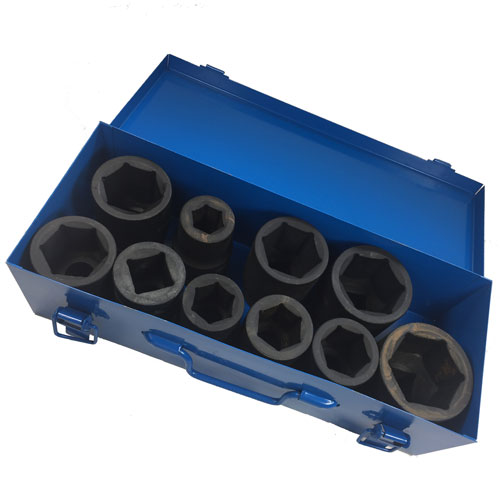Toolzone 10Pc 1 Inch Deep Impact Sockets In Metal Case AirImpact Gun
