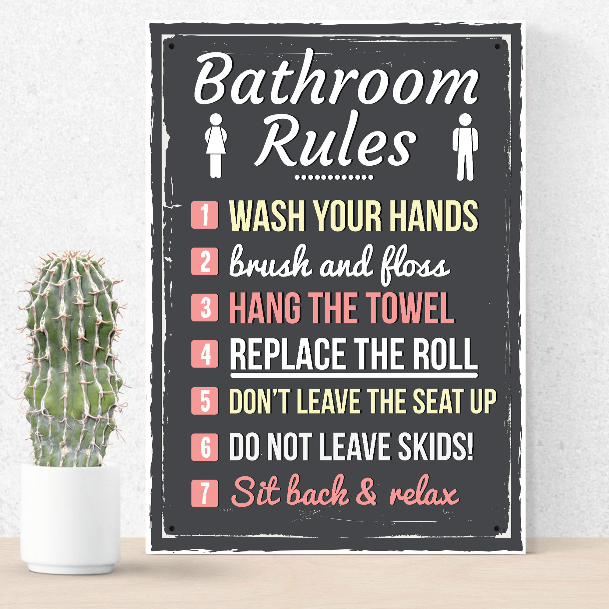 Bathroom Rules Funny Toilet Door Wall Sign Plaque Gentlemen Ladies Loo Novelty 5060585007011 Ebay