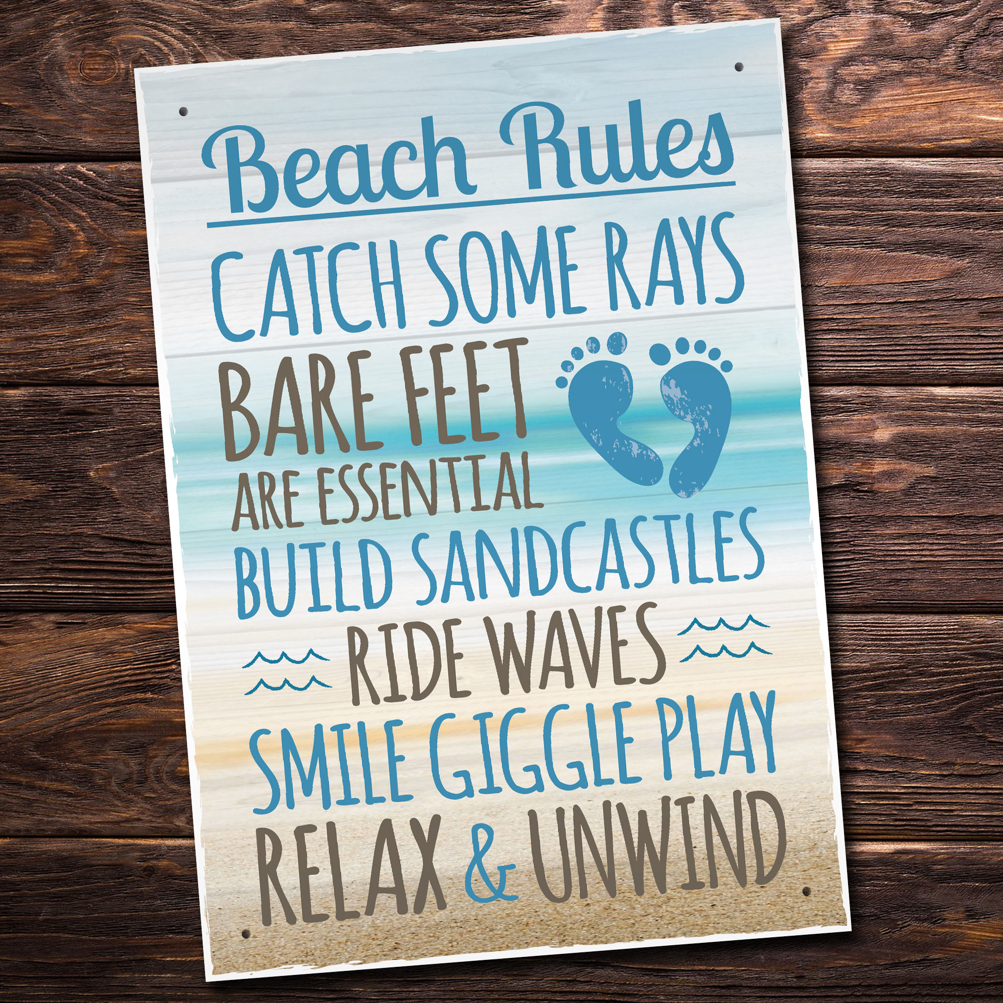 Beach Rules Seaside Nautical Bathroom Chic Hanging Wall 