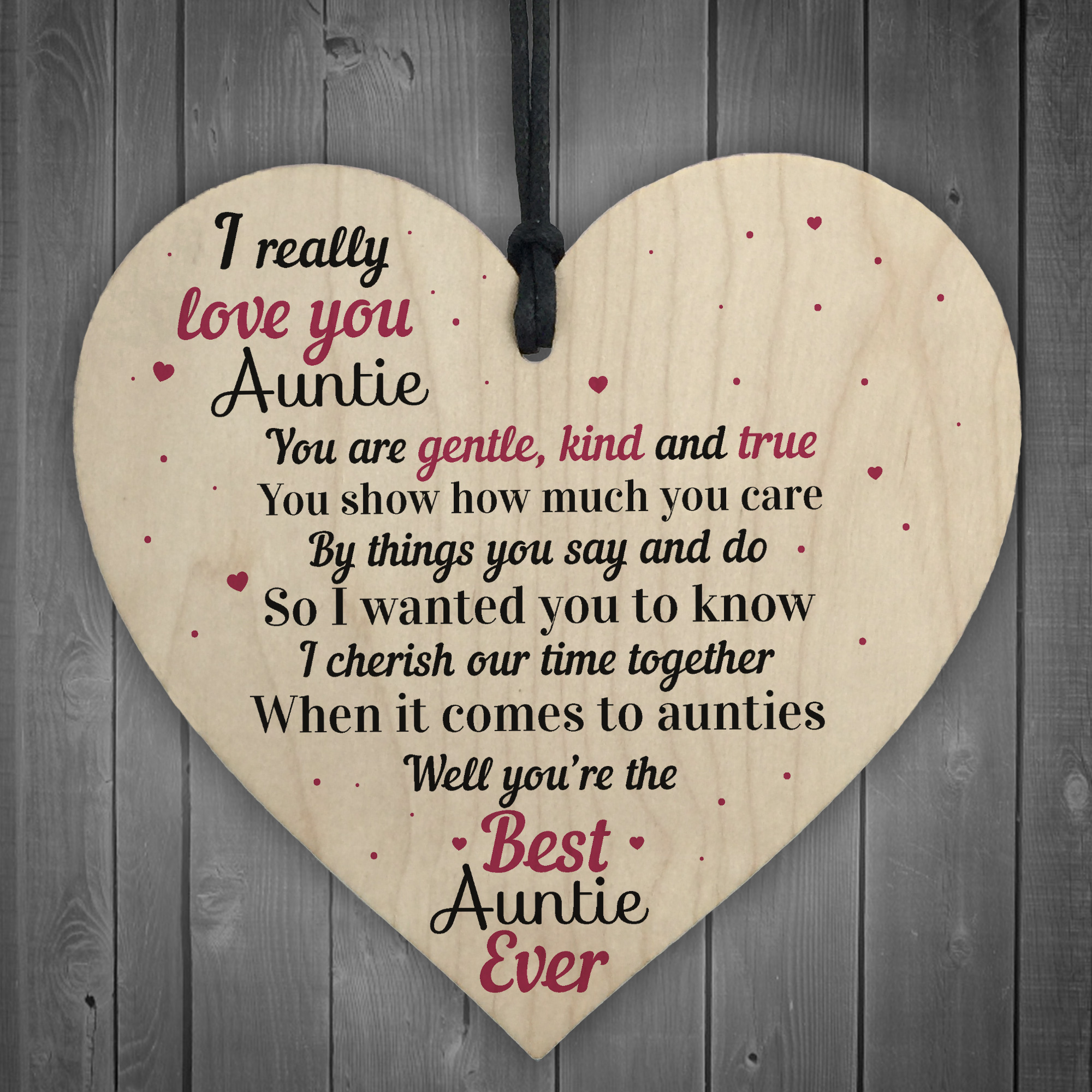 I Love You Auntie Heart Family Keepsakes Birthday Aunty Aunt Mum Thank You Signs | eBay