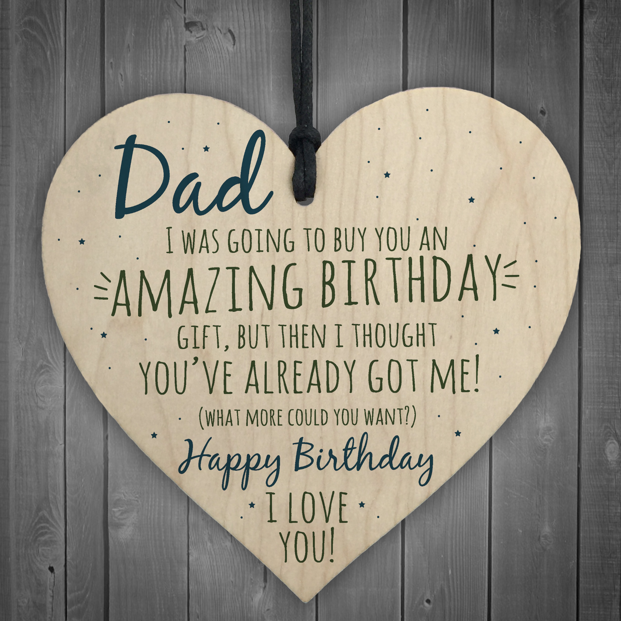 Amazing Happy Birthday Wooden Heart Dad Daddy Funny Card Baby Son Daughter Gifts 5060585006526 ...