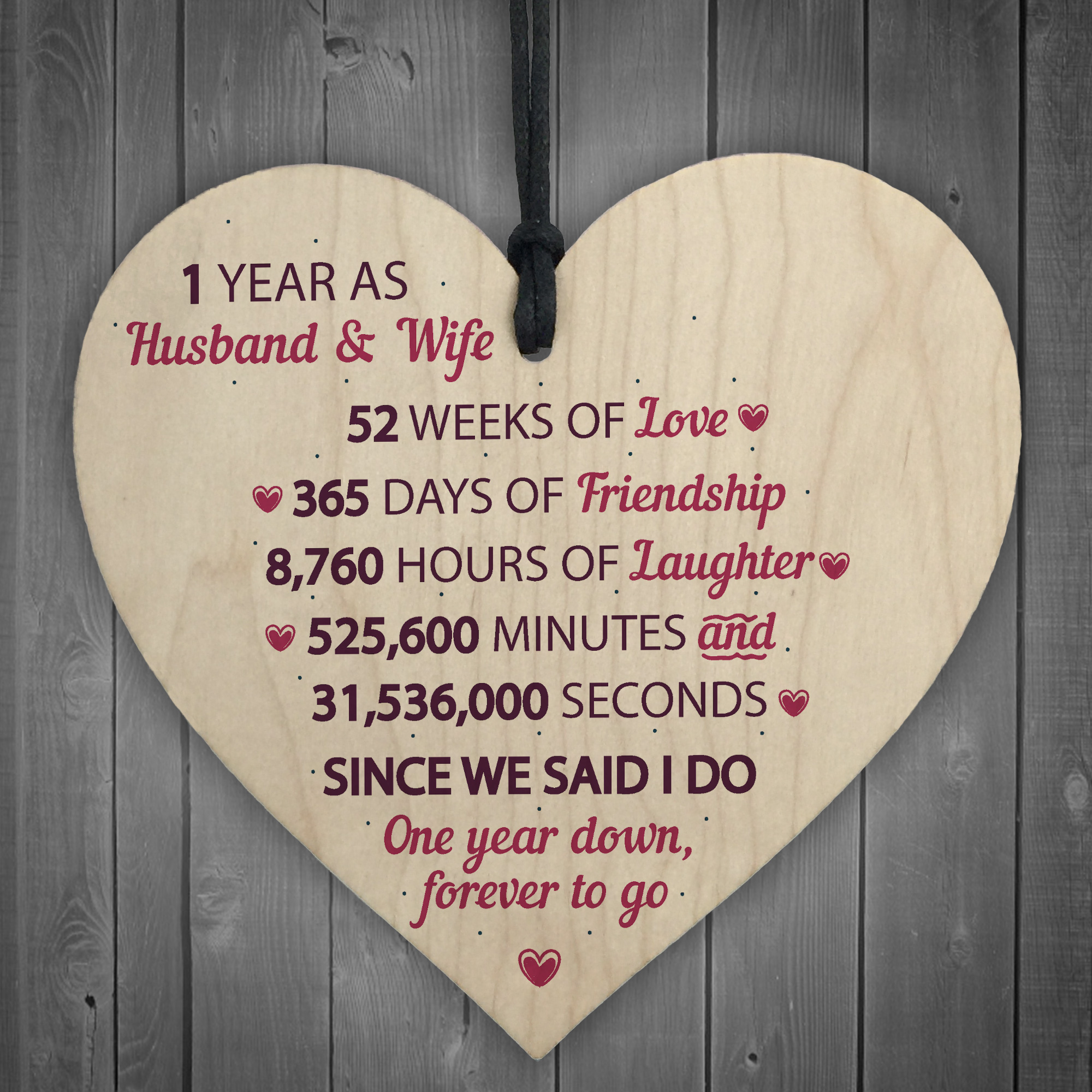 1st Wedding  Anniversary  Gift Wooden Heart First Wedding  