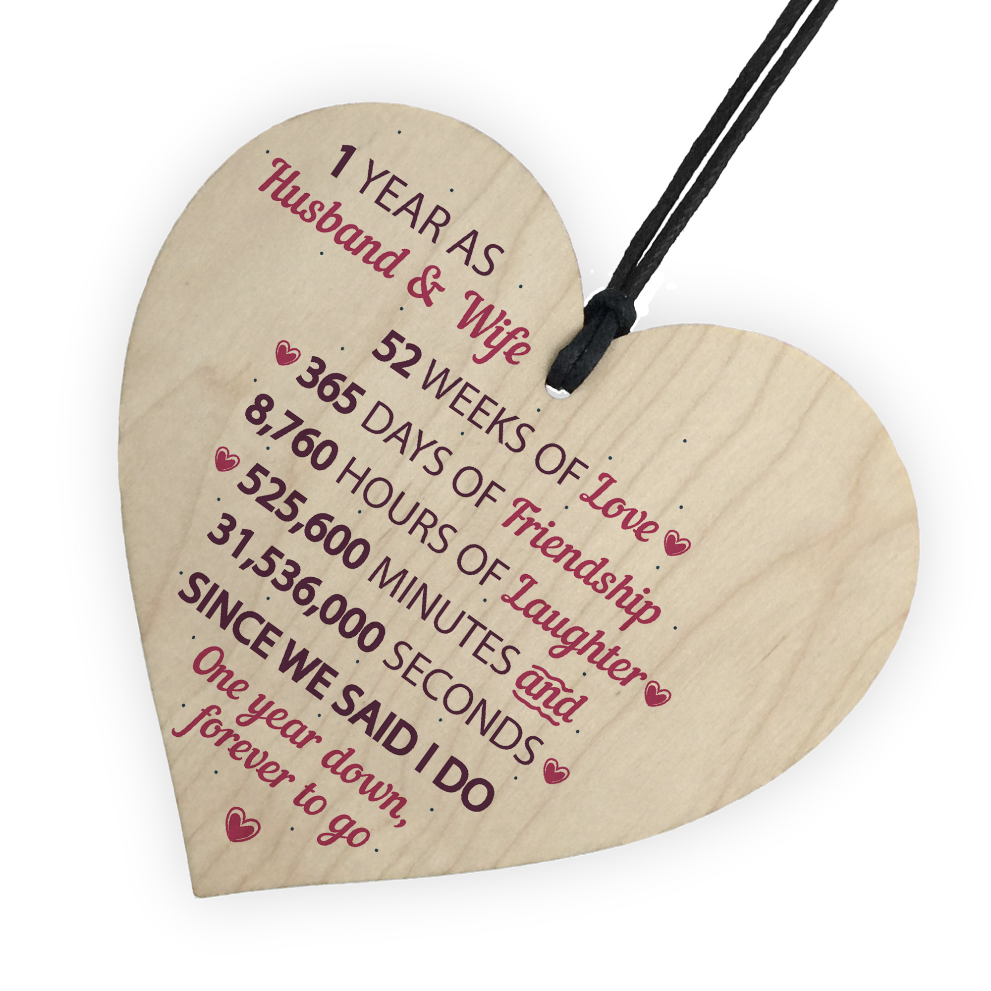 1st Wedding Anniversary T Wooden Heart First Wedding Anniversary