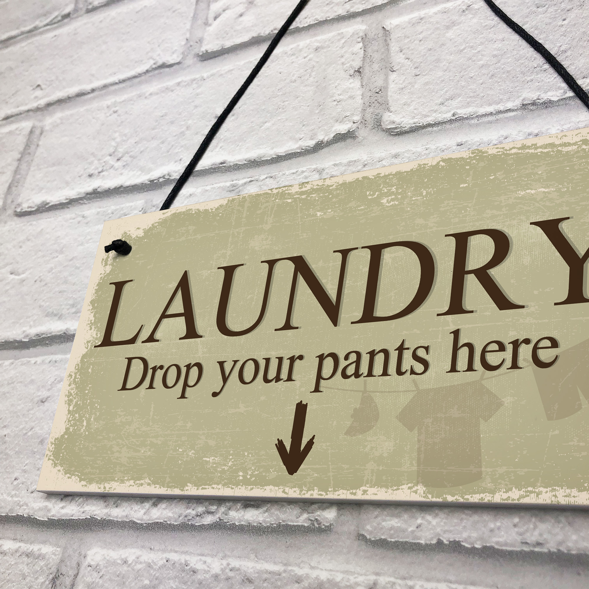 Laundry Room Fun Plaque Sign Shabby Vintage Chic Wooden Rustic Plaque
