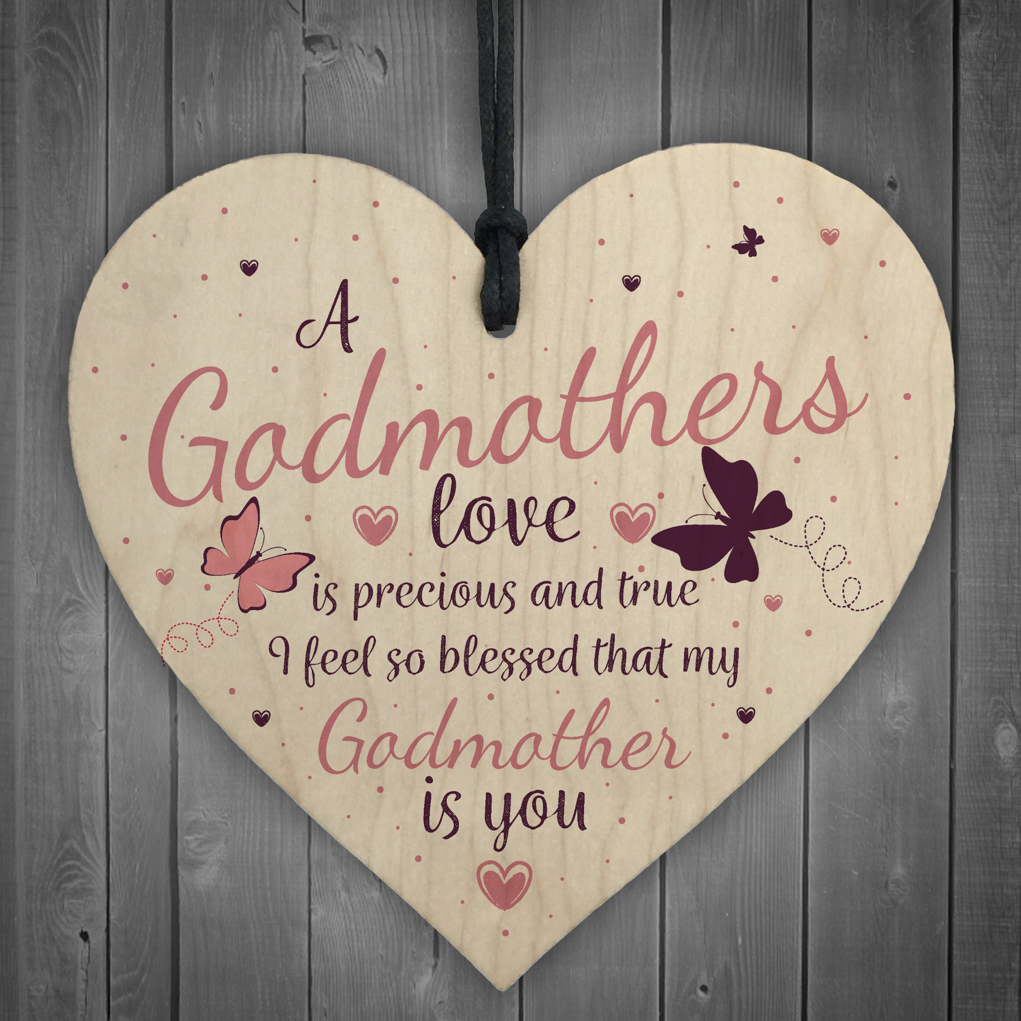 Godmothers Love Heart Plaques Sign Mothers Day Christening Birthday