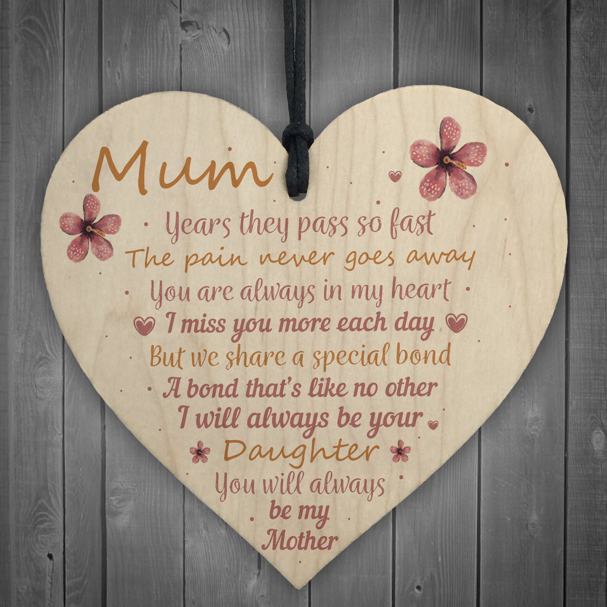 Mum Garden Memorial Gift Wooden Heart Grave Plaque Gifts For Mum In