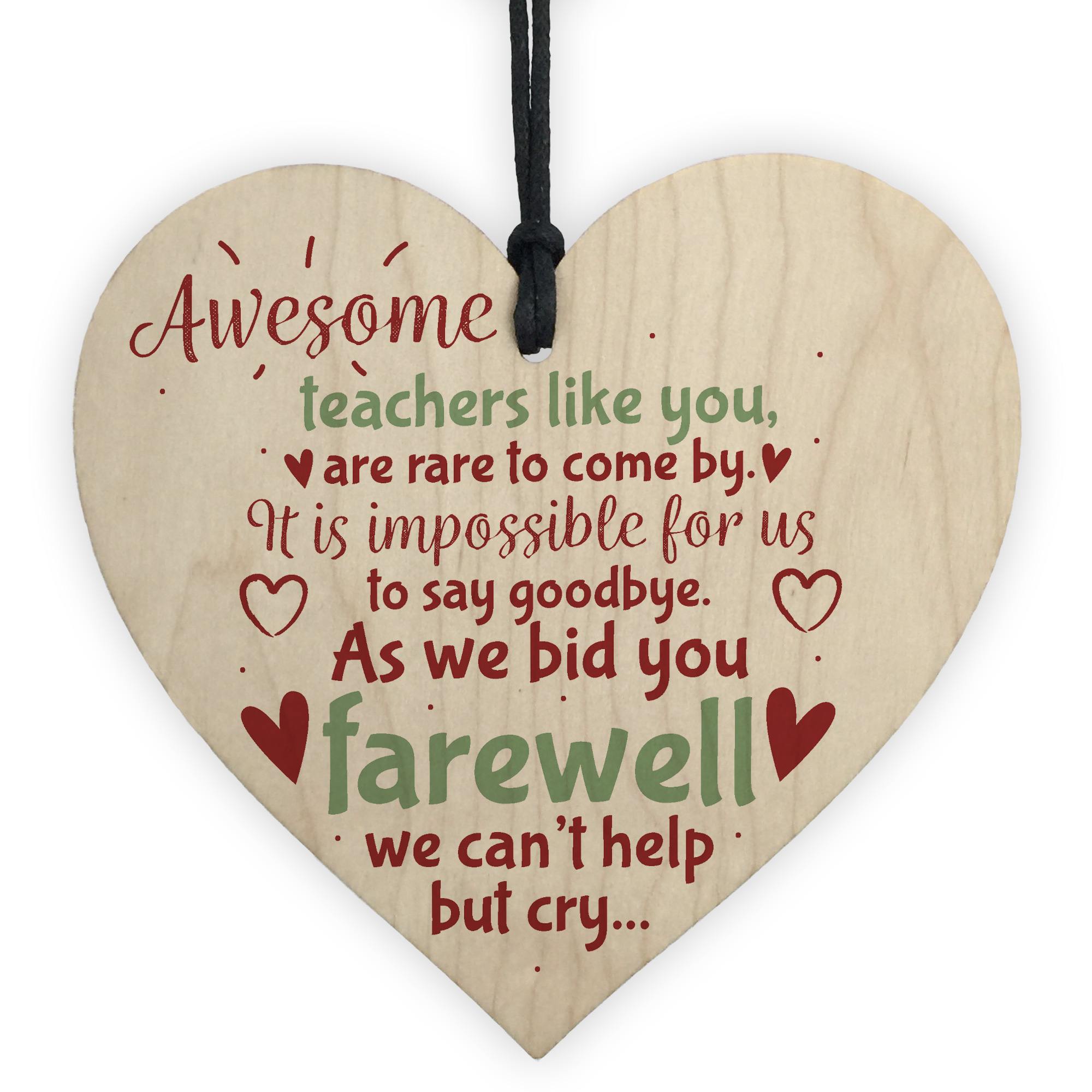 Goodbye Teacher Gift Wooden Heart Leaving Gift Teaching Assistant