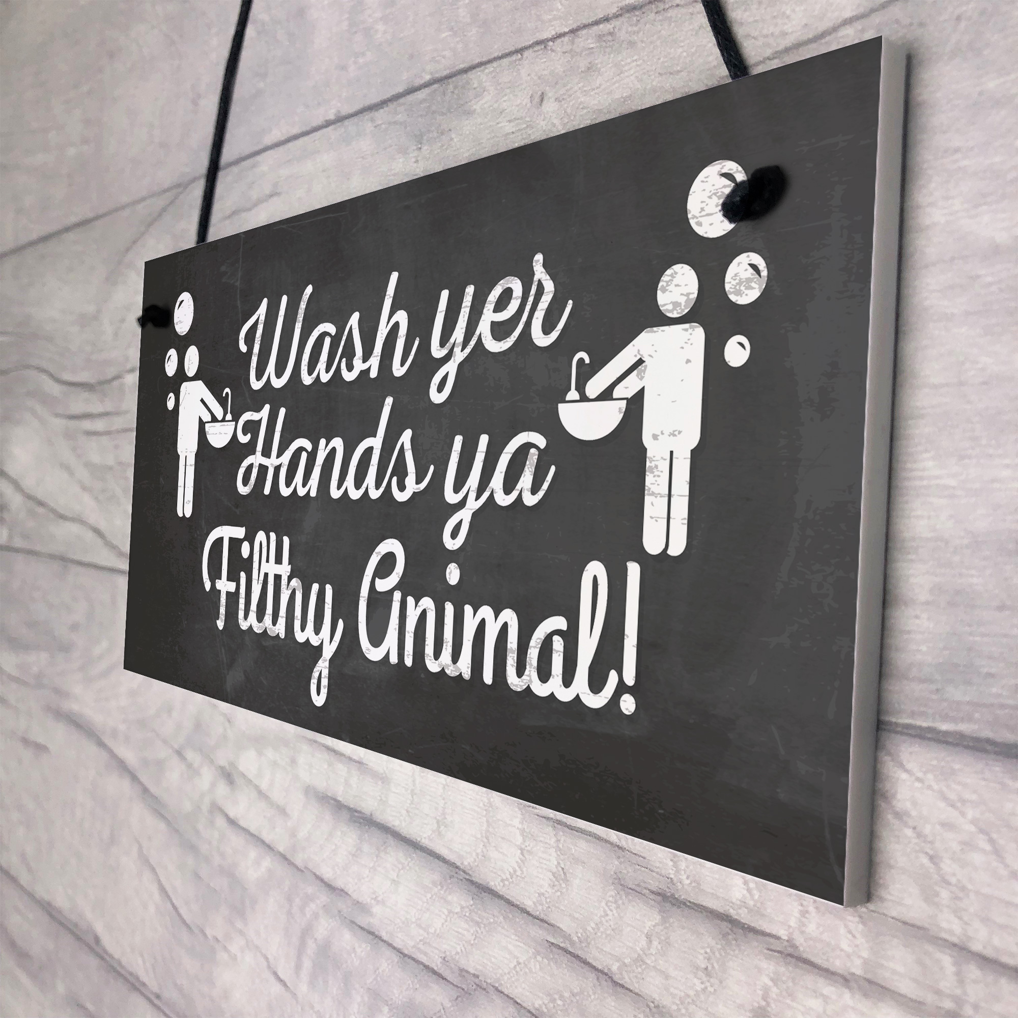 Bathroom Toilet Sign Decor Funny Wash Your Hands Humouros Wall Plaque ...