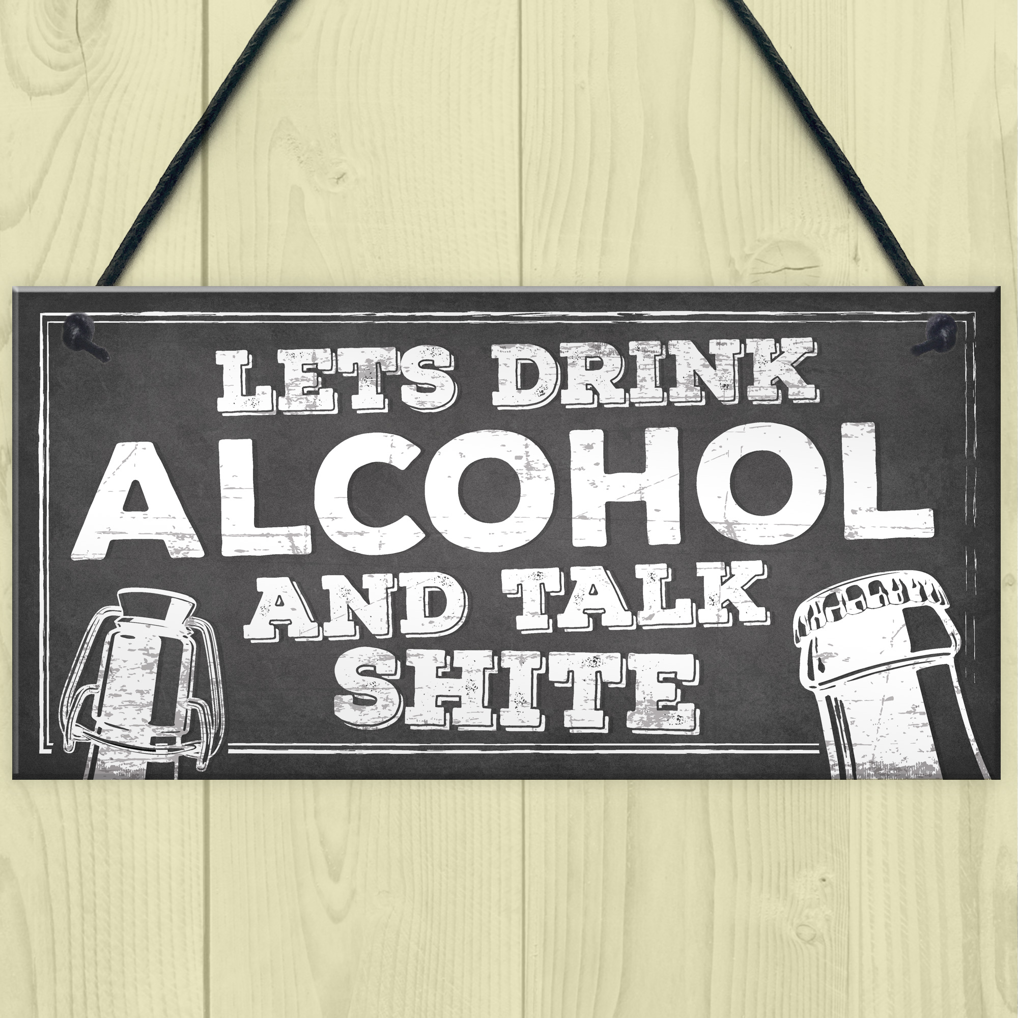 Novelty Funny Alcohol Sign Gin Vodka Beer Gift Friend Man Cave Home Bar