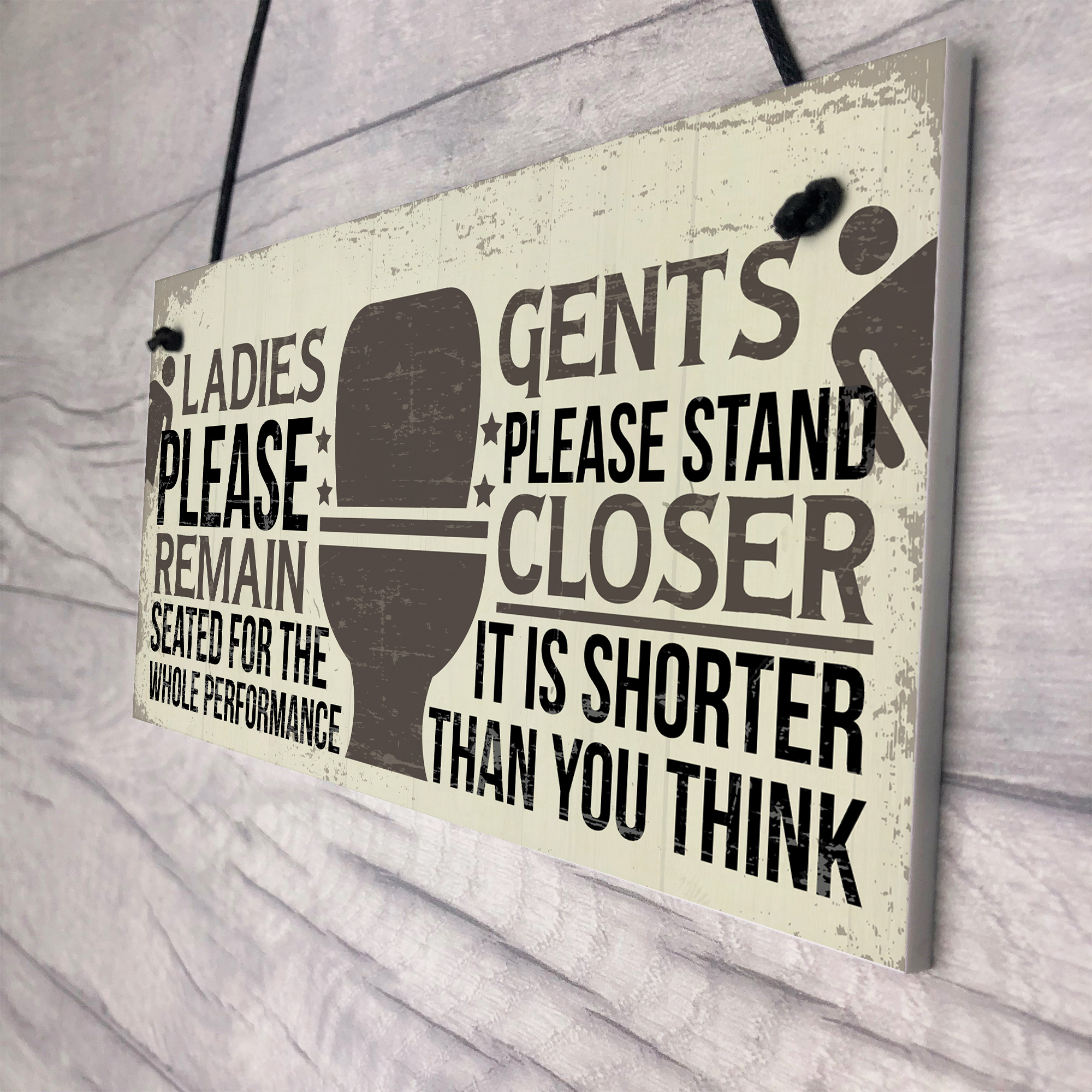 Bathroom Signs Toilet Door Wall Plaques Men Ladies Shabby 