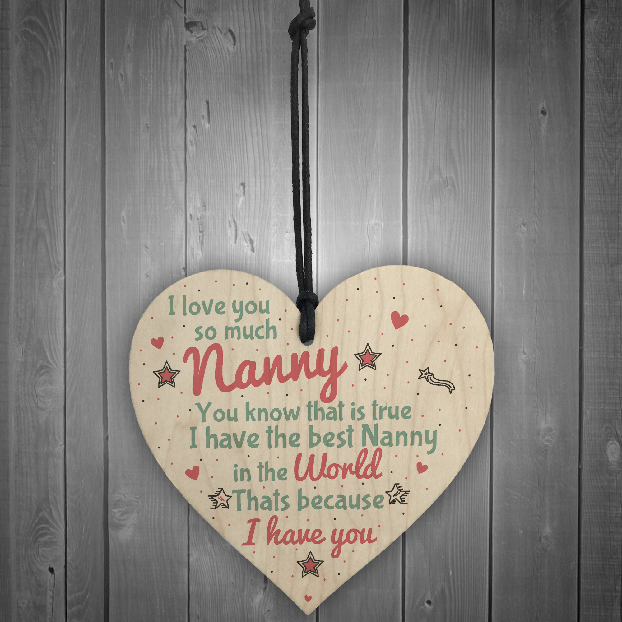 Gifts for Nanny Nan Granny Grandma Wooden Heart Sign Birthday Christmas