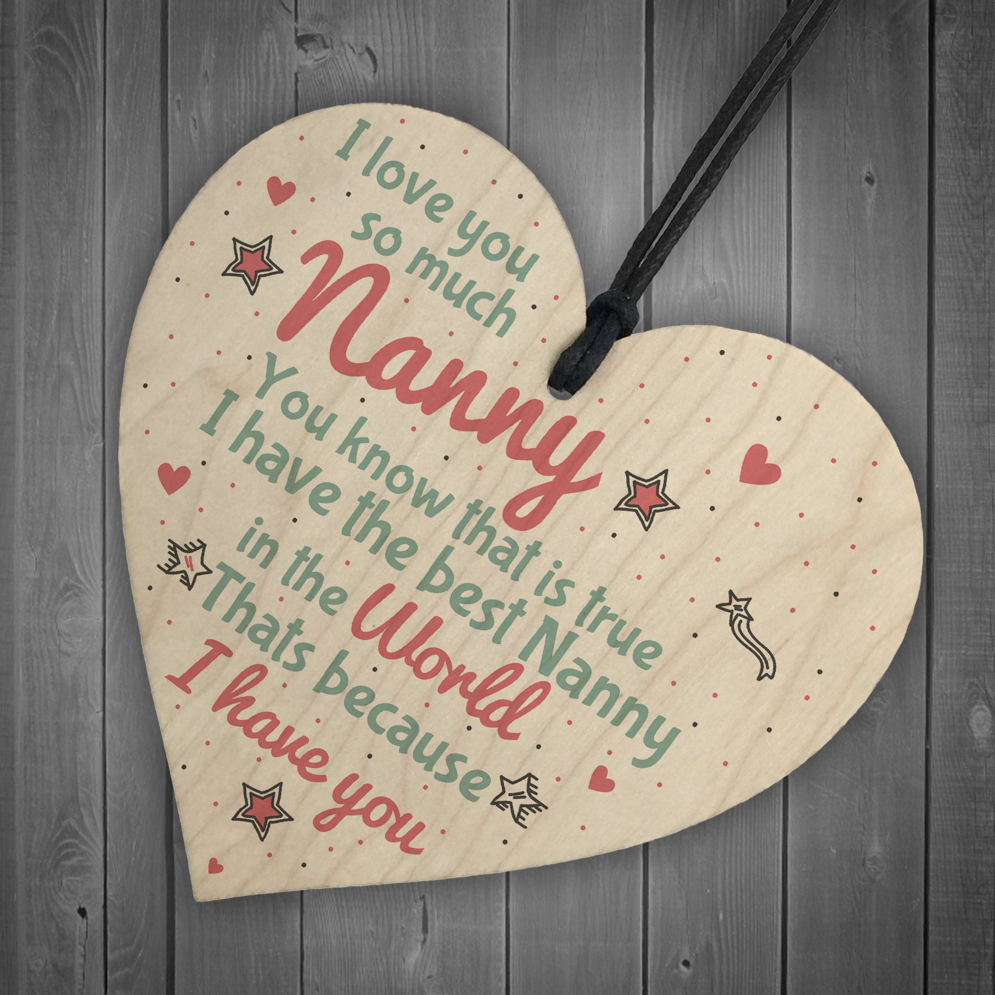 Gifts for Nanny Nan Granny Grandma Wooden Heart Sign Birthday Christmas