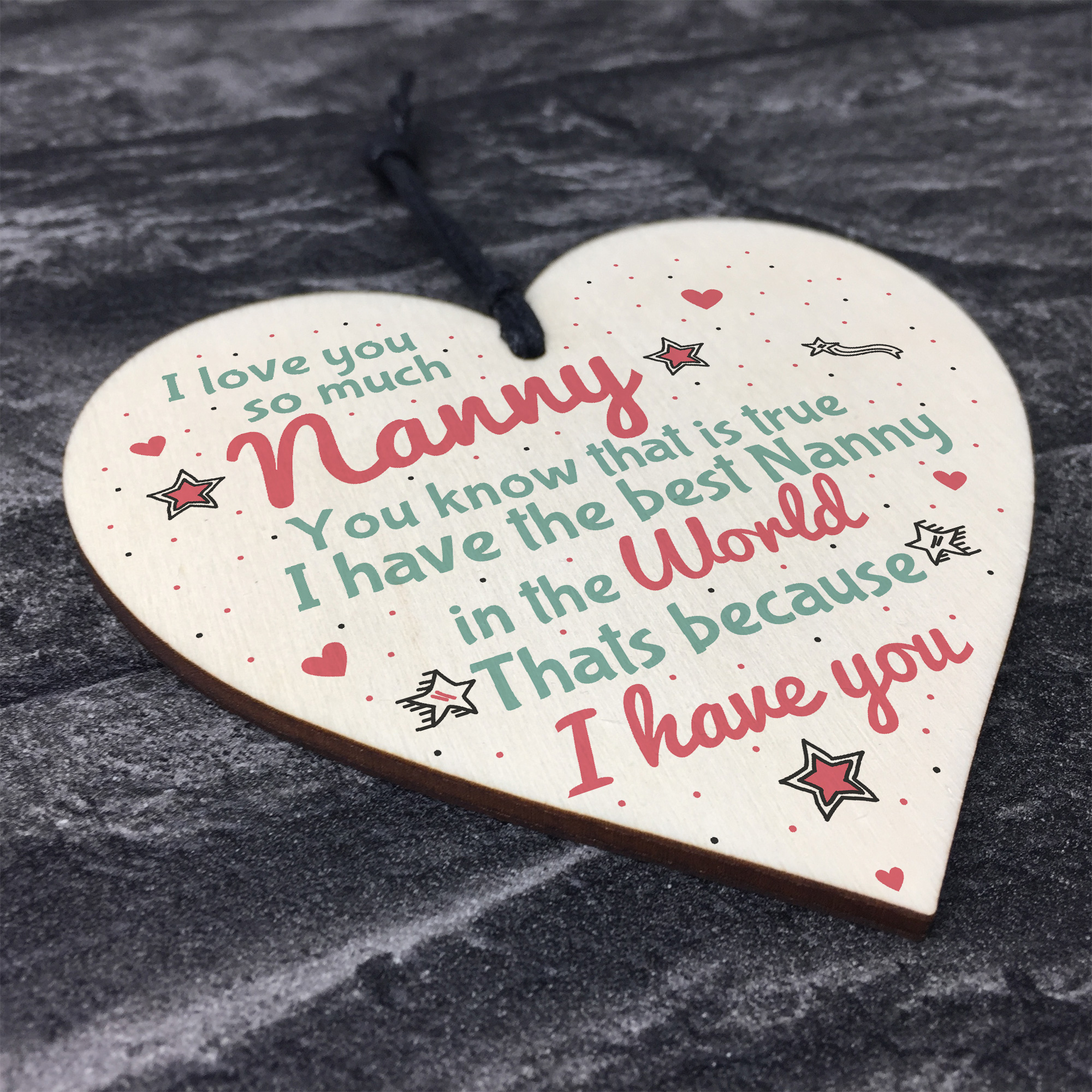 Gifts for Nanny Nan Granny Grandma Wooden Heart Sign Birthday Christmas