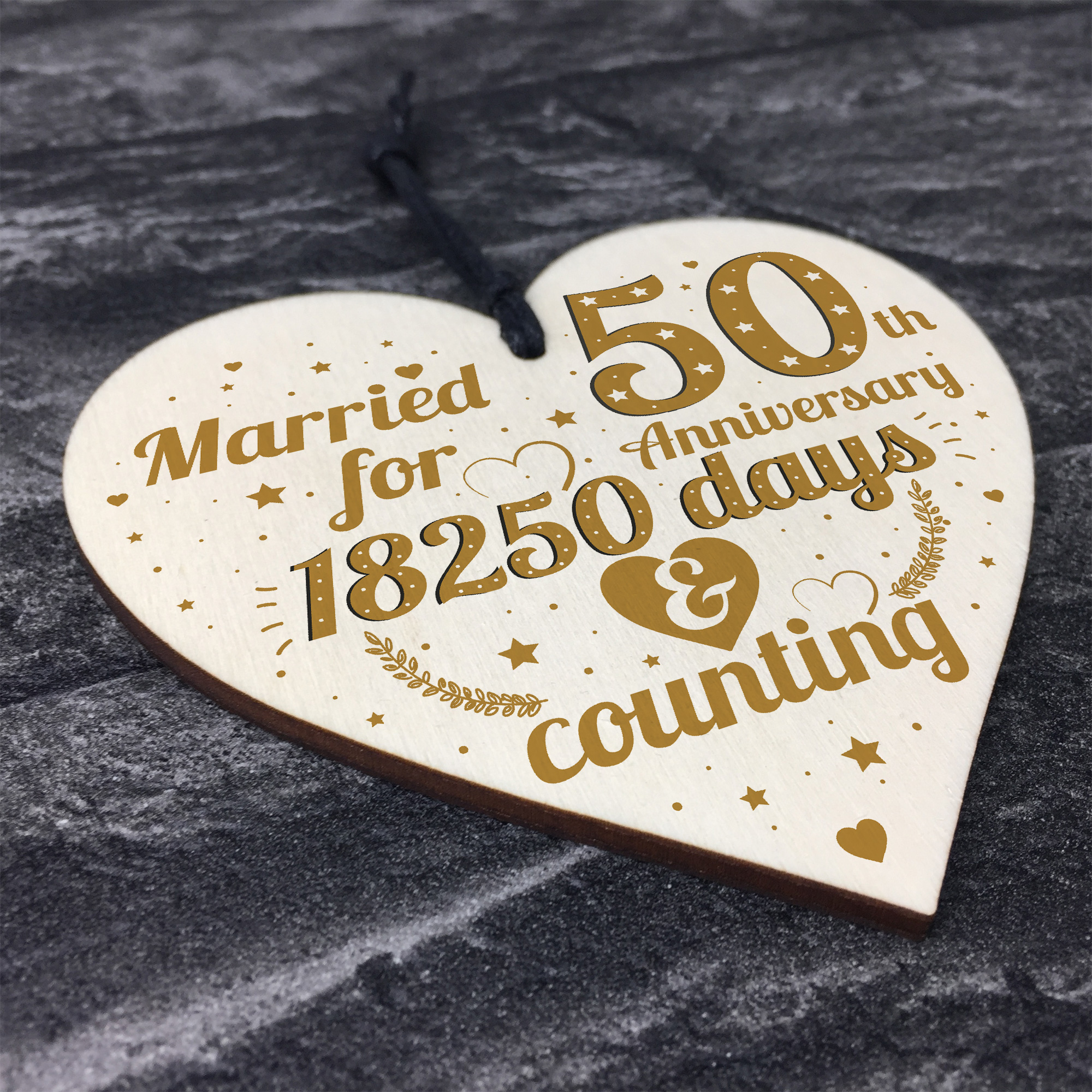 Anniversary Gifts For Wife
 50th Wedding Anniversary Wood Heart Gift Gold Fifty Years