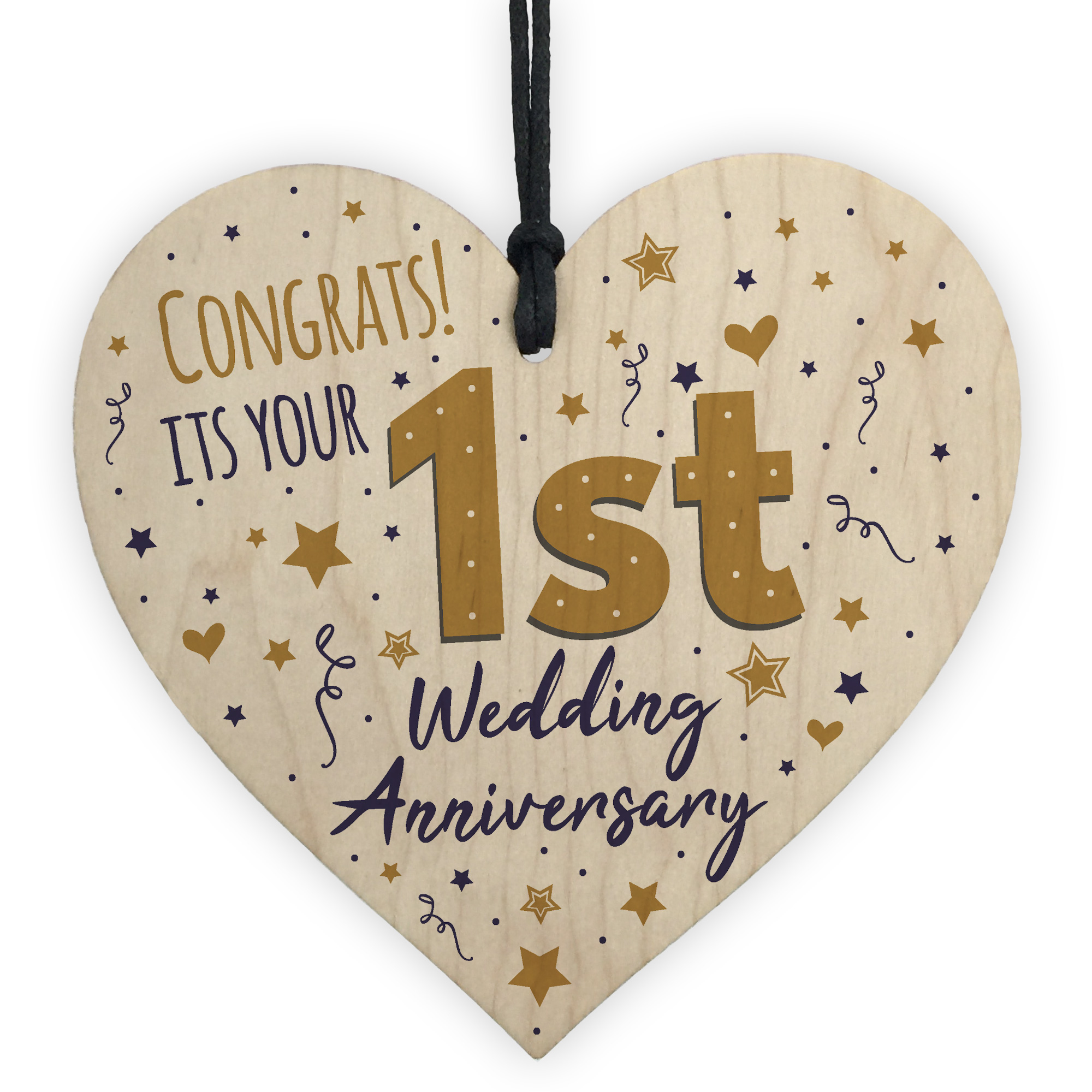 Congratulations First Wedding  Anniversary  Gift  Heart 1st 