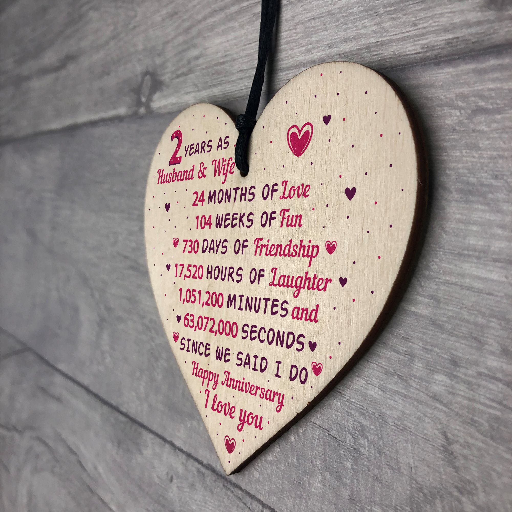 Gifts For Second Wedding Anniversary
 2nd Wedding Anniversary Gift Wooden Heart Cotton Second