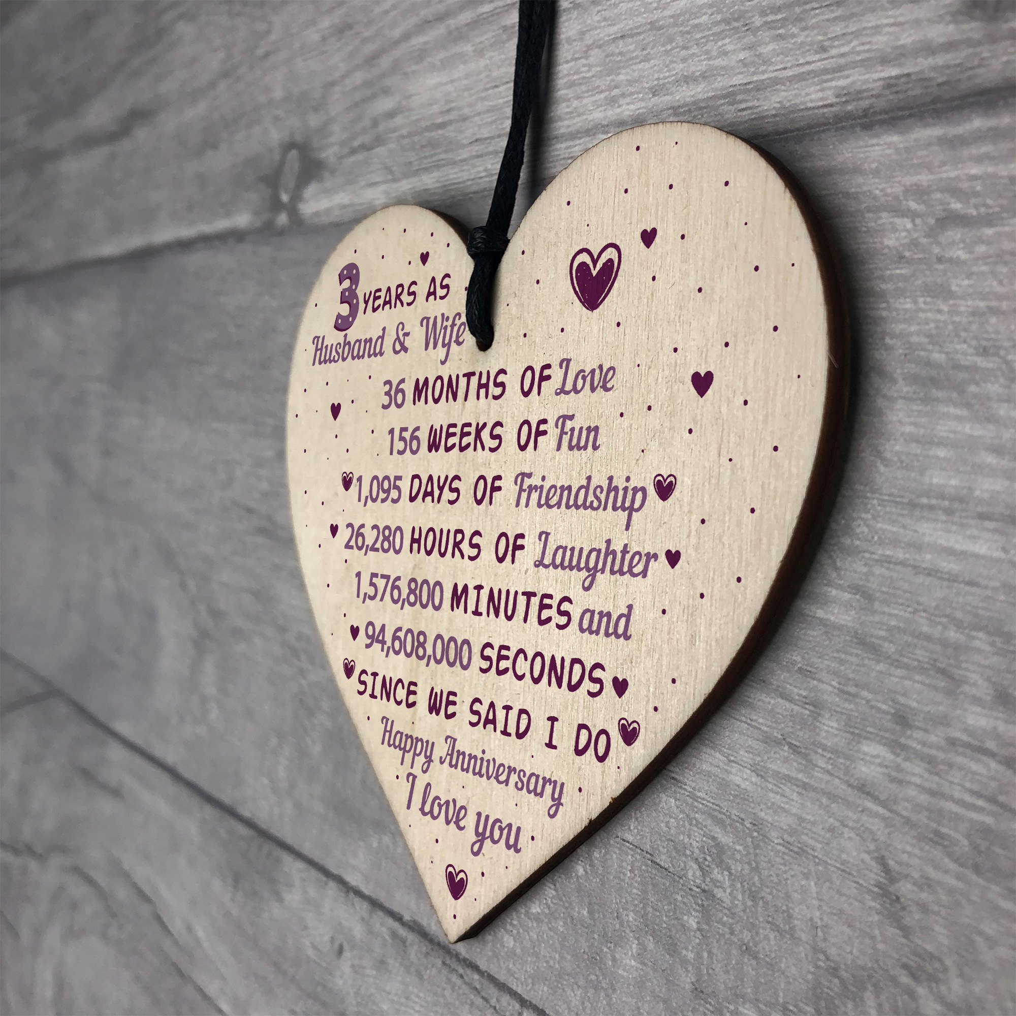 3rd Wedding Anniversary Gifts
 3rd Wedding Anniversary Gift Wooden Heart Leather Third